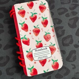 iPhone 14 Pro Max Strawberry Print Red & Pink  Phone Notebook Case